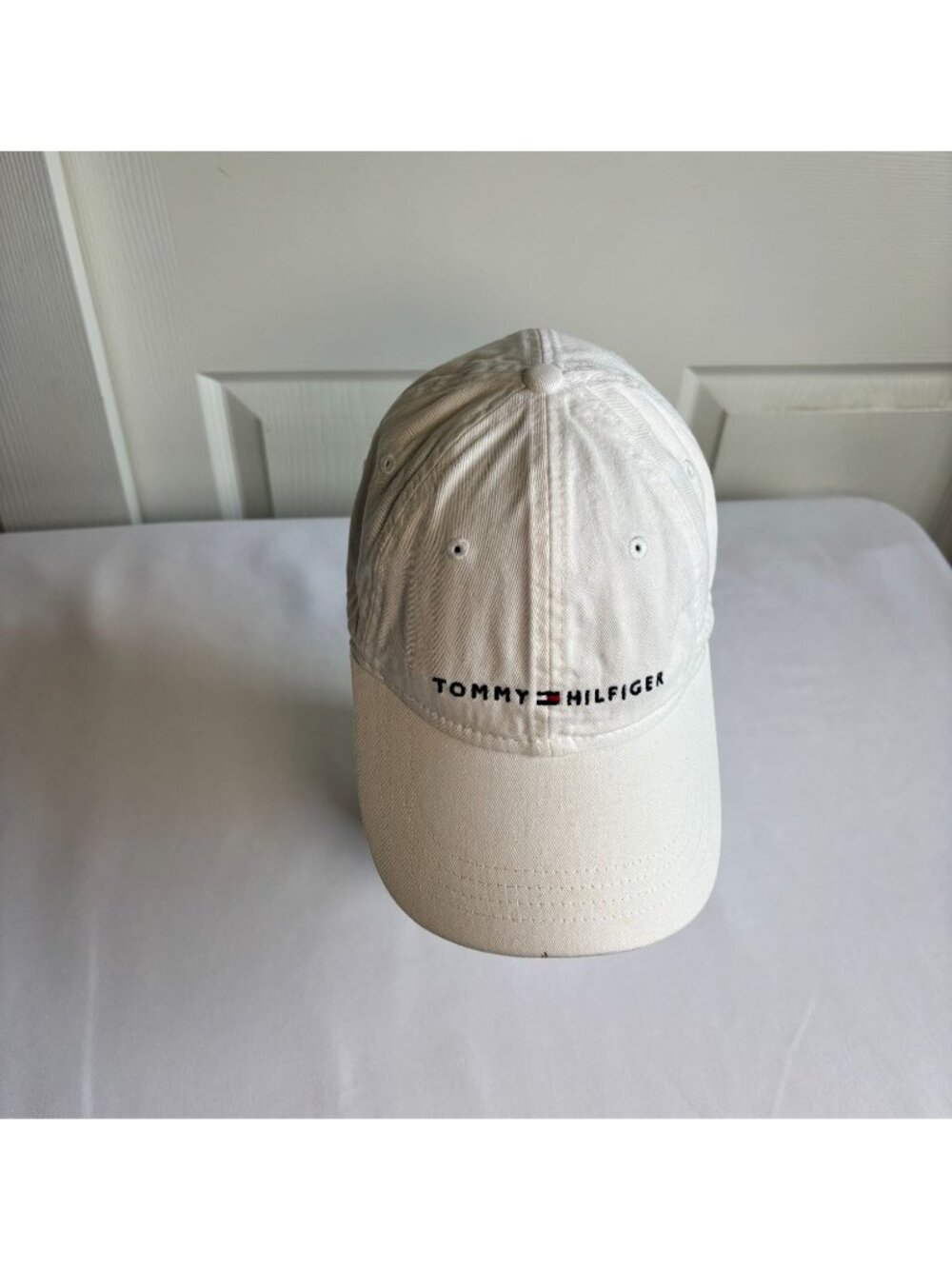 Tommy Hilfiger White Logo Dad Hat Adjustable Cap | One Size